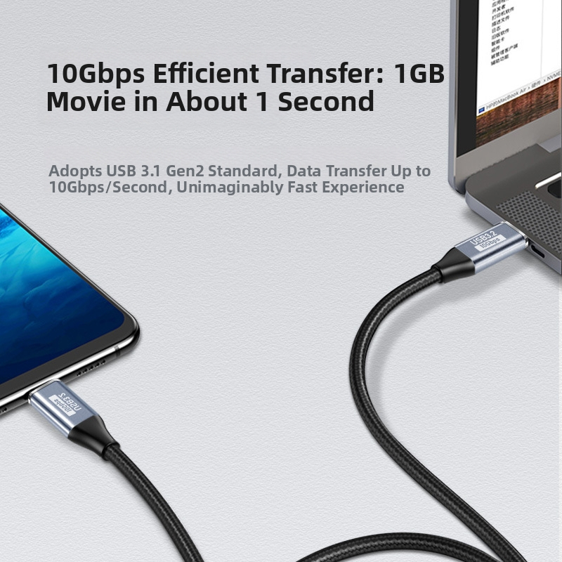 USB-C 3.1 Gen2 kábel, 10Gbps, 100W PD, pre PC a TV, HD zvuk a video, dĺžka 0,5–2 m