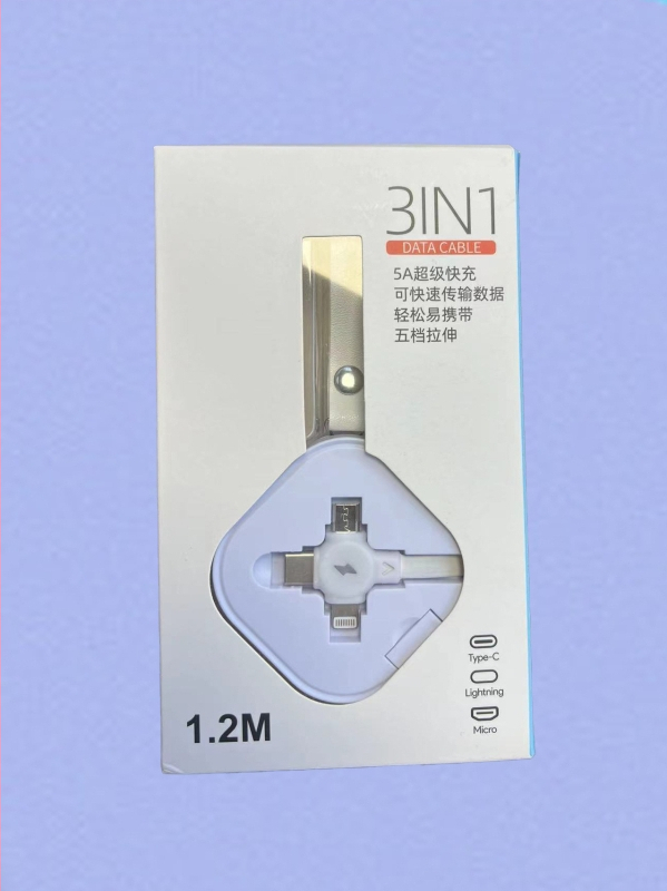 Cablu de încărcare 3 în 1 cu conectori Lightning, Micro USB și USB-C; putere de ieșire maximă 66W; material TPE