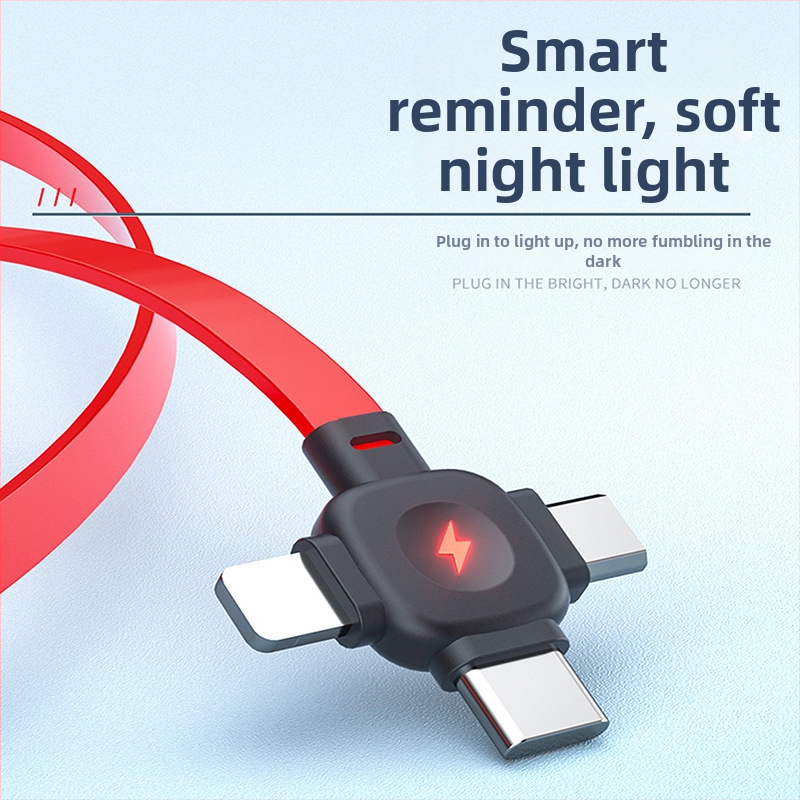 Cablu de încărcare 3 în 1 cu conectori Lightning, Micro USB și USB-C; putere de ieșire maximă 66W; material TPE