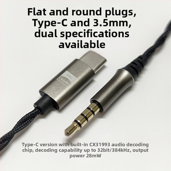 MMCX kábel na vylepšenie slúchadiel s Type-C dekódovaním, CX31993 Hi-Fi, bezoxidový meď, nylonové jadro, kompatibilný so Shure SE215/SE846