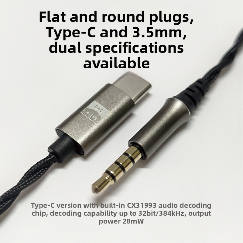 MMCX kábel na vylepšenie slúchadiel s Type-C dekódovaním, CX31993 Hi-Fi, bezoxidový meď, nylonové jadro, kompatibilný so Shure SE215/SE846