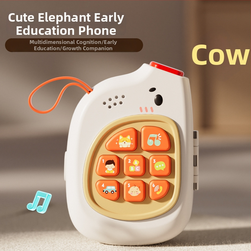 Cuki elefánt babajáték zenés hordozható tevékenységpanellel, kormánykerékkel és kinyitó funkcióval • Műanyag • Elemes • 0–3 éveseknek
