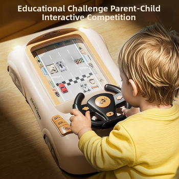 Bērnu stūres simulācijas braukšanas spēle – izglītojoša elektriskā galda spēļu konsole ar piedzīvojumu divos režīmos un mūziku, vecumā 7-14 gadi