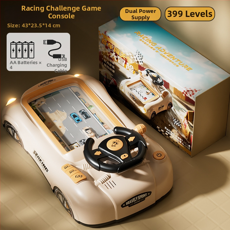 Bērnu stūres simulācijas braukšanas spēle – izglītojoša elektriskā galda spēļu konsole ar piedzīvojumu divos režīmos un mūziku, vecumā 7-14 gadi