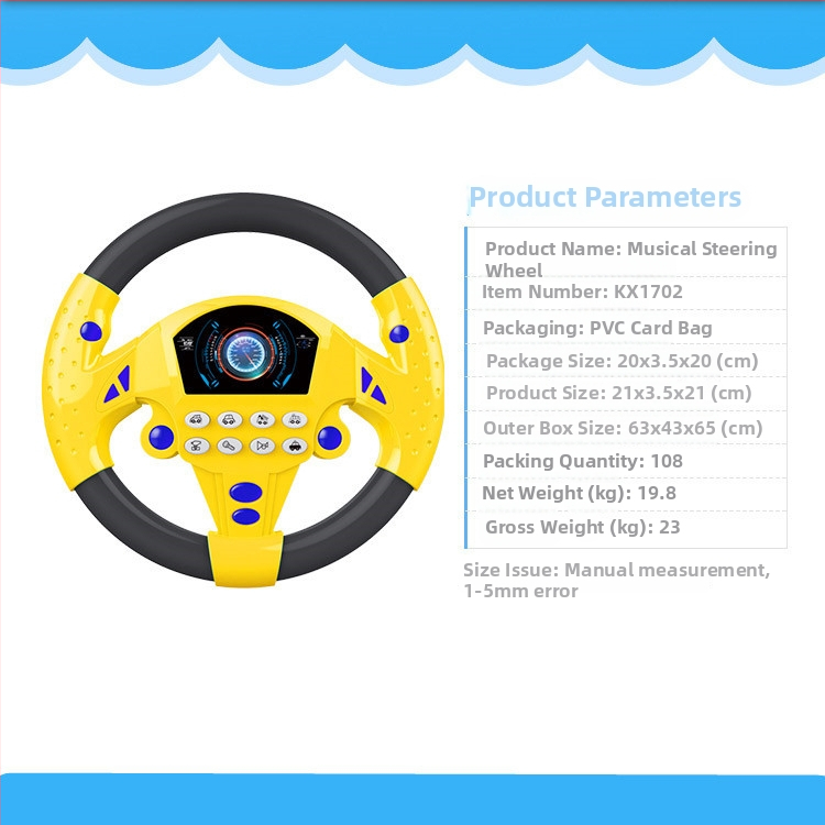 Elektriline roolivõtit mänguasja lastele – varase haridus, interaktiivne mäng muusika ja helidega, plastikust, töötab patareidega, soovitatav vanus 4–6 aastat