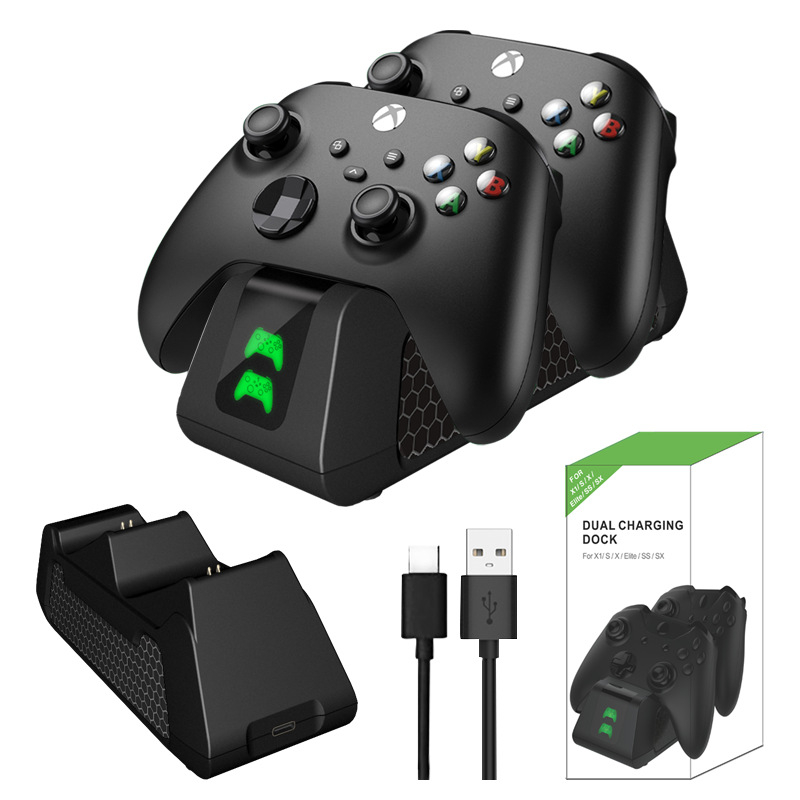 Dualna punjačka-stalka za Xbox Series S/X kontrolere (SKYPHER HHC-X) s Type-C, uključuje 2 baterije i 4 poklopca za baterije