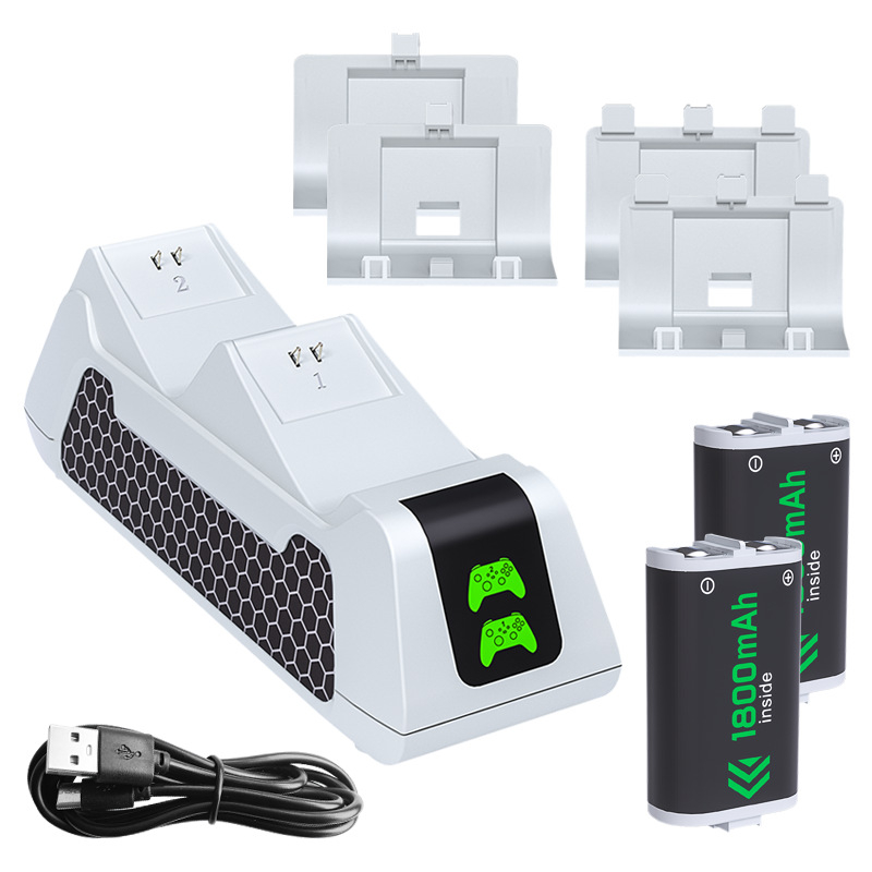 Dualna punjačka-stalka za Xbox Series S/X kontrolere (SKYPHER HHC-X) s Type-C, uključuje 2 baterije i 4 poklopca za baterije