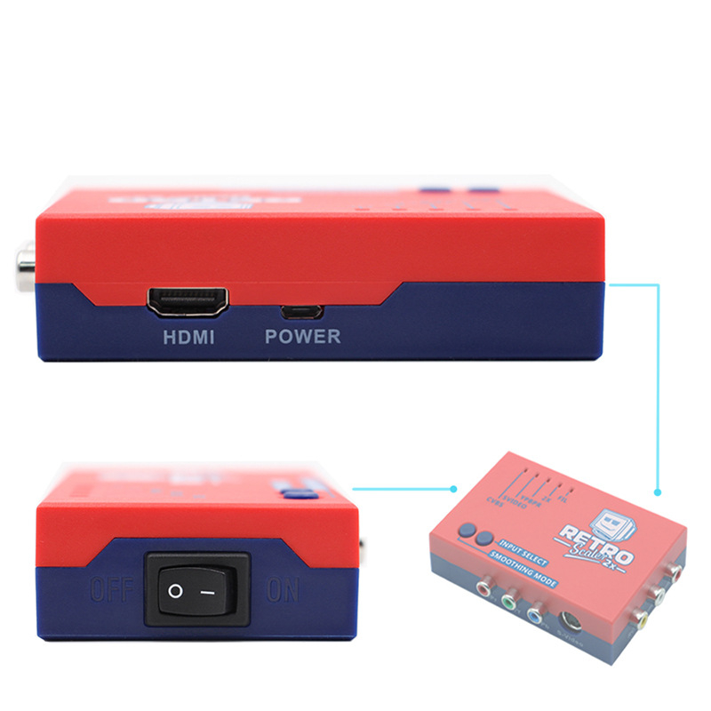 RetroScaler2x AV na HDMI linijski multiplikator, ODV verzija za nostalgične igre (YPbPr/S-Video/AV na HDMI). Kompatibilan s PS2, N64, NES, SEGA Dreamcast, Saturn, MD1
