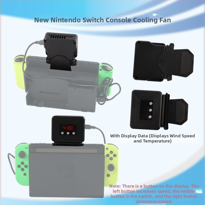 Dock Nintendo Switch cu ventilator de răcire și afișaj de date — ABS, greutate 94.2 g, interfață micro, compatibil cu baza Switch