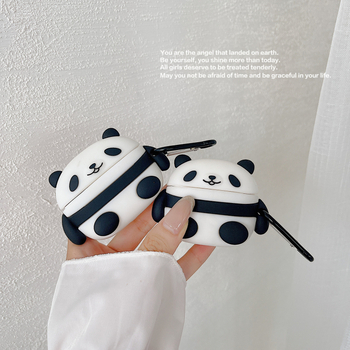 Husa de protecție AirPods Panda – din silicon, husă moale, relief 3D, design desen animat, compatibilă cu AirPods 1/2/Pro
