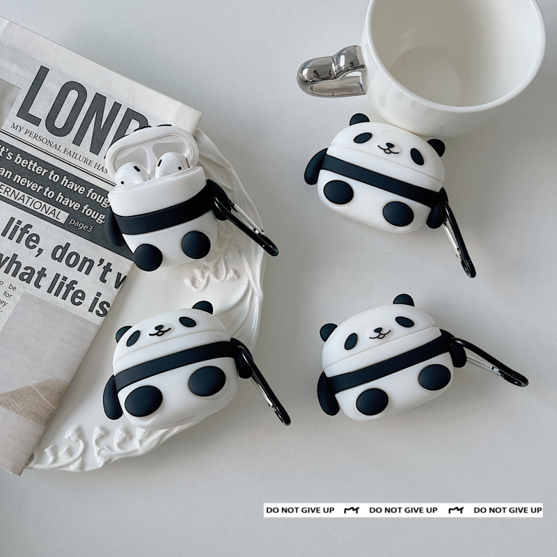 Husa de protecție AirPods Panda – din silicon, husă moale, relief 3D, design desen animat, compatibilă cu AirPods 1/2/Pro
