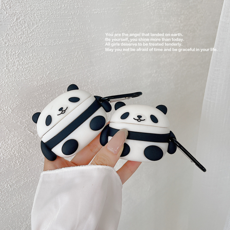 Husa de protecție AirPods Panda – din silicon, husă moale, relief 3D, design desen animat, compatibilă cu AirPods 1/2/Pro