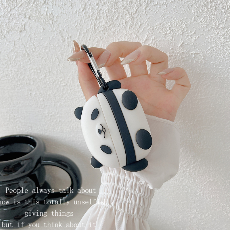 Husa de protecție AirPods Panda – din silicon, husă moale, relief 3D, design desen animat, compatibilă cu AirPods 1/2/Pro