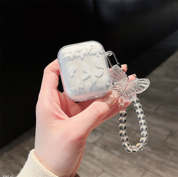 AirPods 4 TPU zaštitno kućište s Glitter Butterfly, mekani kućište, Cartoon graviranje, Kompatibilno s Apple