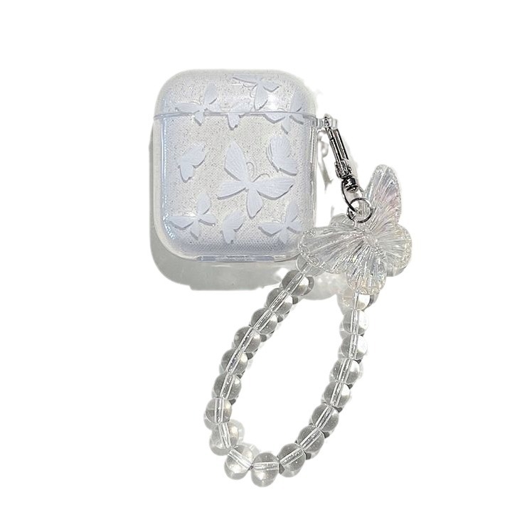 AirPods 4 TPU zaštitno kućište s Glitter Butterfly, mekani kućište, Cartoon graviranje, Kompatibilno s Apple