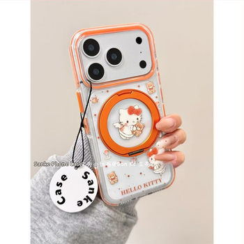 Aizsarg telefona vāciņš ar caurspīdīgu saliekamu statīvu; mīļš karikatūru dizains; kritienu aizsardzība; der Apple iPhone 15 un 16 Pro