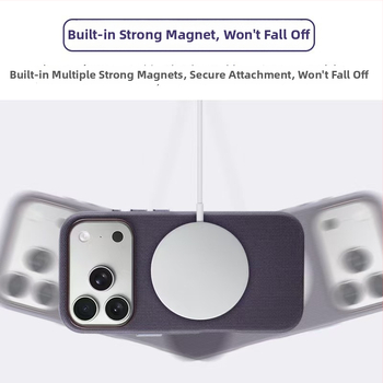 Aizsargkaste iPhone 17 Pro Max – tehniska auduma materiāls, reljefveida apdare, magnētiska piesaiste, pretslīdēšana, pret skrāpējumiem