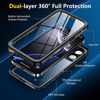 Ūdensizturīgs vāks iPhone 16 sērijai — TPU+PC, injekcijas formēšana, pretestība pret triecieniem, saderīgs ar iPhone 16, 16 Pro, 16 Plus, 16 Pro Max