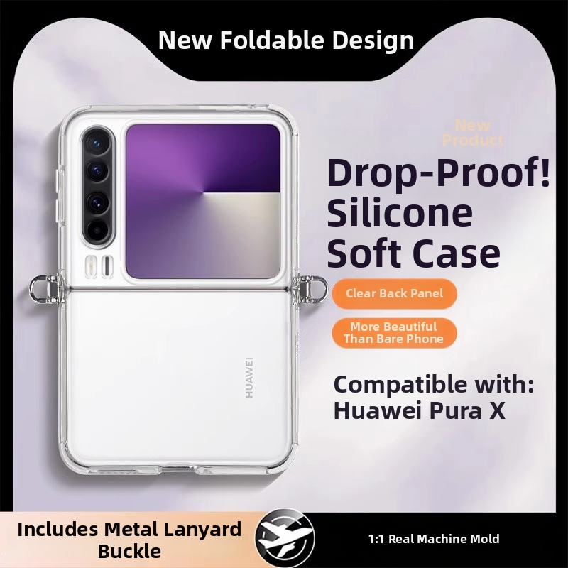 Huawei PuraX silikona korpuss ar karabīnu, crossbody siksnai, mīksts korpuss, pret kritieniem