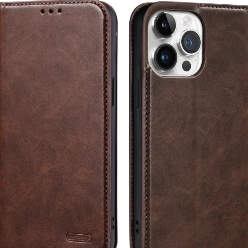 Lishen maku vāciņš iPhone 12–14 sērijai (Pro/Max) - īsta āda, minimālisks stils, triecienizturīgs, paredzēts iPhone 12/12 Pro/Max, 13/13 Pro/Max, 14/14 Pro/Max