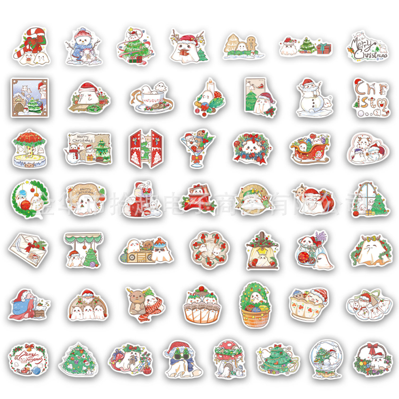 Lipdukų rinkinys lapams – Kalėdiniai maži vaiduokliai, 50 lapų, PVC lipnios, piešinio stilius