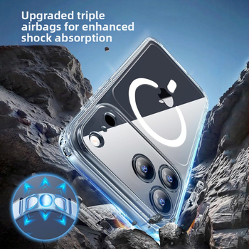 Caurlāpa caurspīdīgā magnētiskā telefona vāciņš ar precīzām atverēm un pilnu kameru aizsardzību iPhone 11–14 Pro/Max (Materiāls: TPU+PC; Ražošana: injekcijas formēšana; Funkcijas: magnētiska pievilkšana, kritiena aizsardzība)