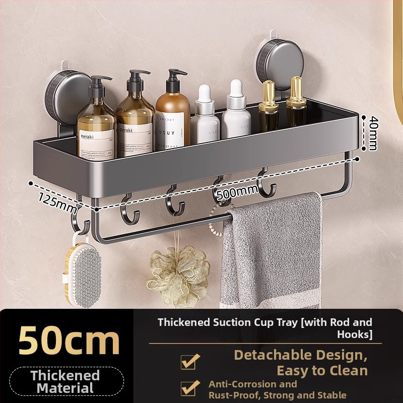 Nástenný rohový regál do kúpeľne so sacou upevnením, hliníková zliatina, povrchová úprava pečenou farbou, nosnosť 5–10 kg, 1 vrstva, roh v tvare ventilátora