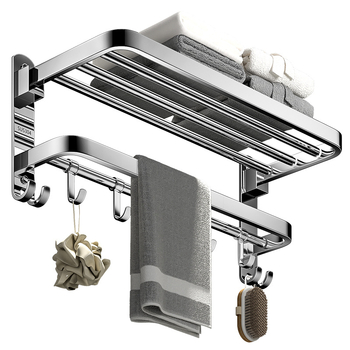 Nerūdijančio plieno 304 dviejų lygių rankšluosčių laikiklis, sieninis, be gręžimo, sulankstomas