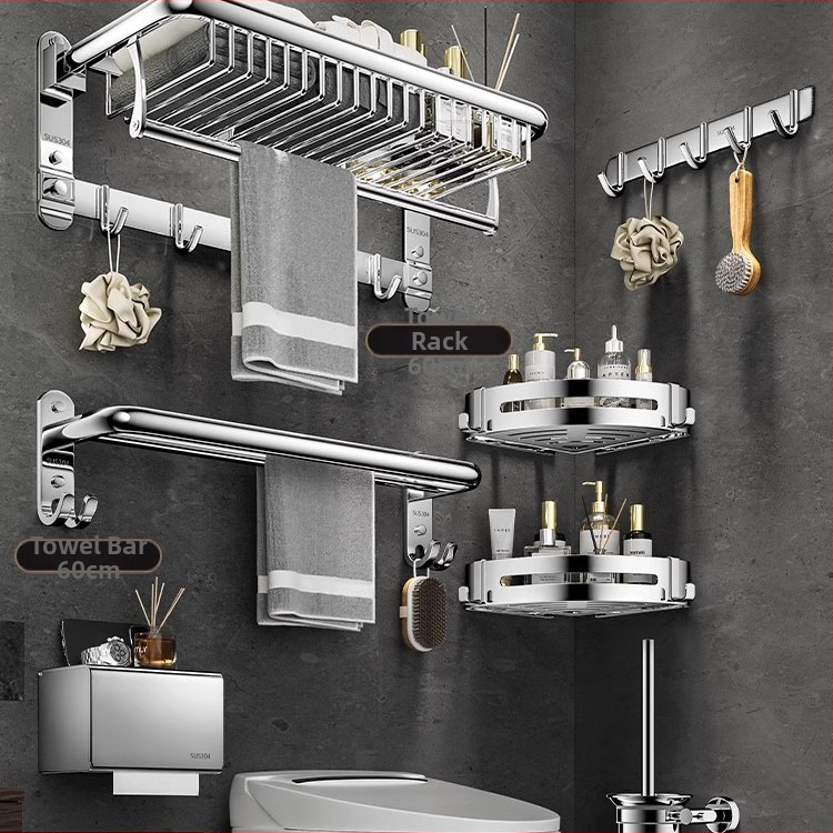 Nerūdijančio plieno 304 dviejų lygių rankšluosčių laikiklis, sieninis, be gręžimo, sulankstomas