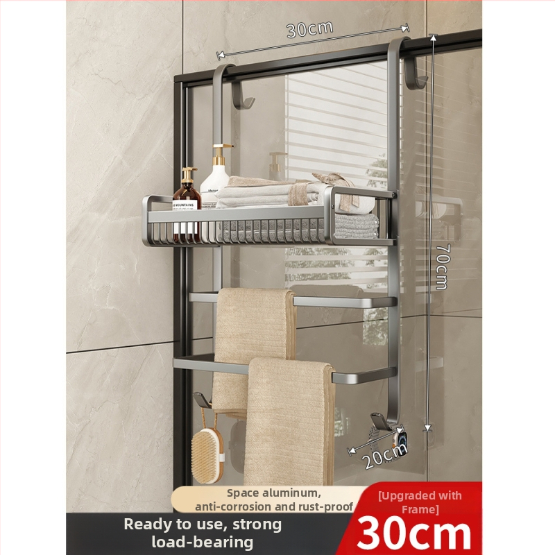 Alumiiniumist vannitoa arätikute riiul, puurimiseta, kolmetasemeline, spreiplaasti viimistlus, 20 kg kandevõime