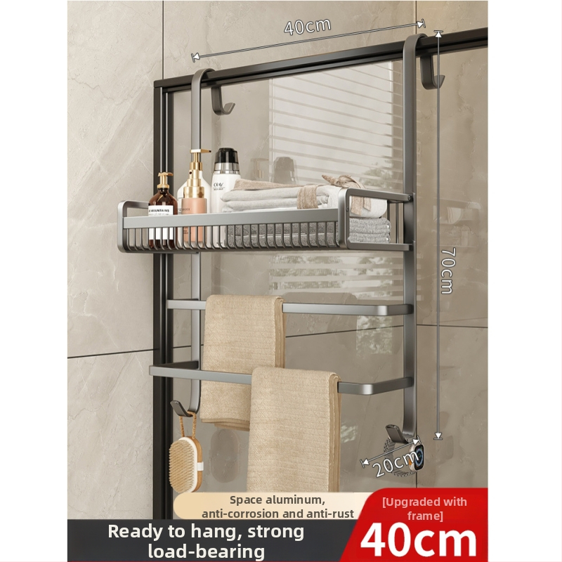 Alumiiniumist vannitoa arätikute riiul, puurimiseta, kolmetasemeline, spreiplaasti viimistlus, 20 kg kandevõime