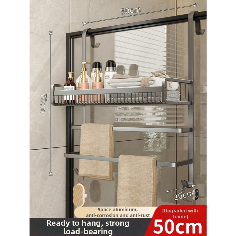 Alumiiniumist vannitoa arätikute riiul, puurimiseta, kolmetasemeline, spreiplaasti viimistlus, 20 kg kandevõime