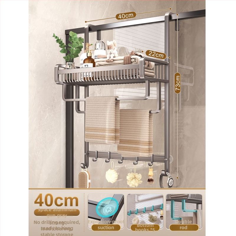 Alumiiniumist vannitoa arätikute riiul, puurimiseta, kolmetasemeline, spreiplaasti viimistlus, 20 kg kandevõime