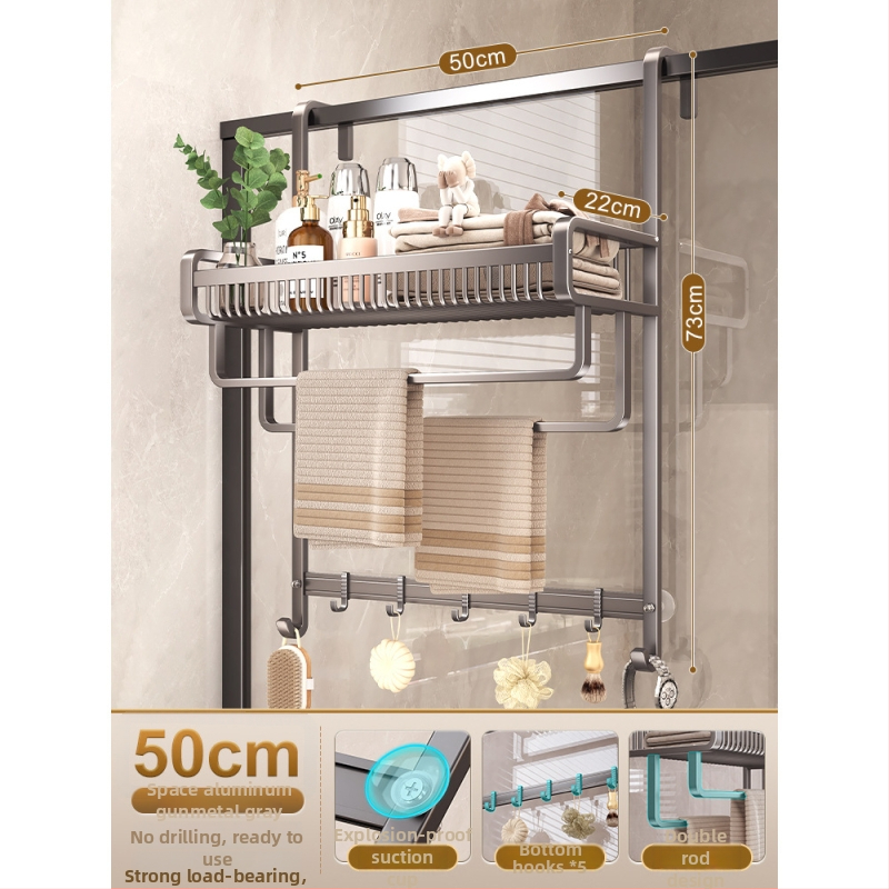 Alumiiniumist vannitoa arätikute riiul, puurimiseta, kolmetasemeline, spreiplaasti viimistlus, 20 kg kandevõime