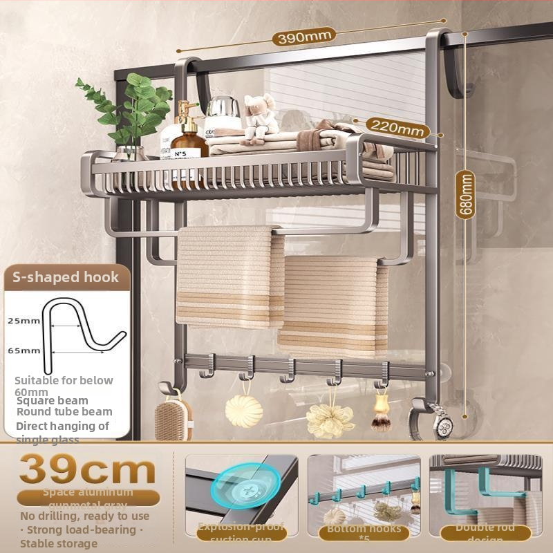 Alumiiniumist vannitoa arätikute riiul, puurimiseta, kolmetasemeline, spreiplaasti viimistlus, 20 kg kandevõime