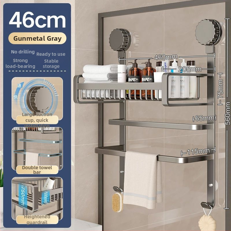 Alumiiniumist vannitoa arätikute riiul, puurimiseta, kolmetasemeline, spreiplaasti viimistlus, 20 kg kandevõime