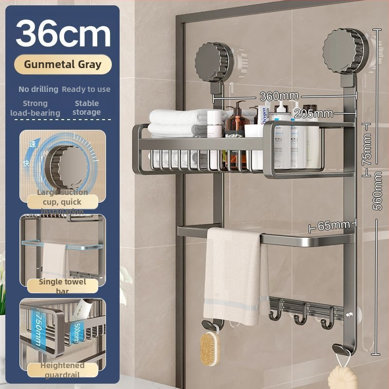Alumiiniumist vannitoa arätikute riiul, puurimiseta, kolmetasemeline, spreiplaasti viimistlus, 20 kg kandevõime