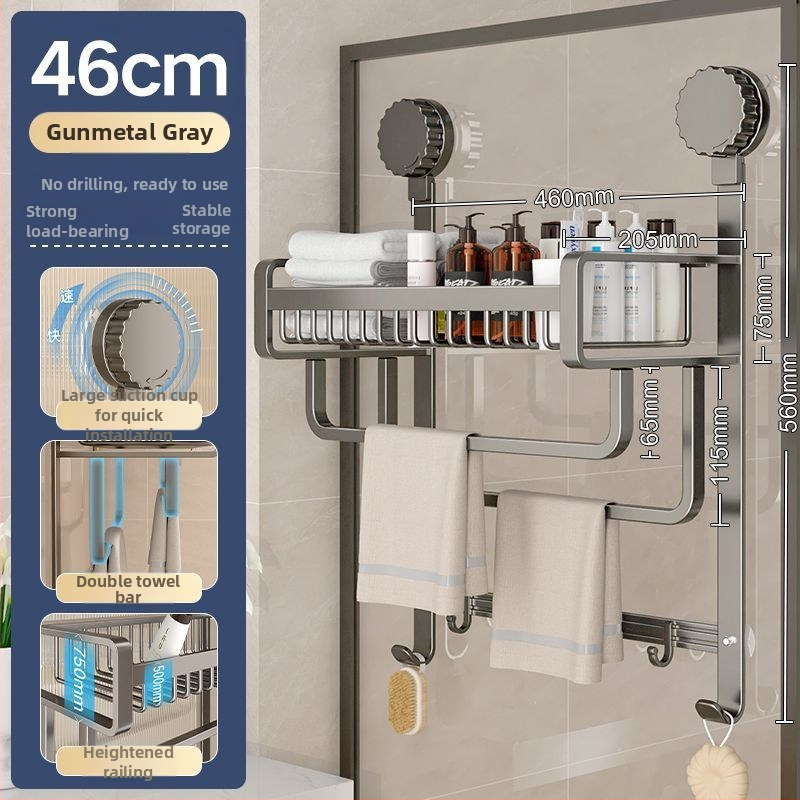 Alumiiniumist vannitoa arätikute riiul, puurimiseta, kolmetasemeline, spreiplaasti viimistlus, 20 kg kandevõime