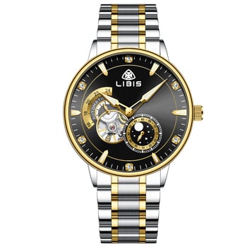 Libis muški pilotski mehanički sat, pokret 9029G, narukvica od finog čelika, leptir dvostruki zatvarač, analogni prikaz