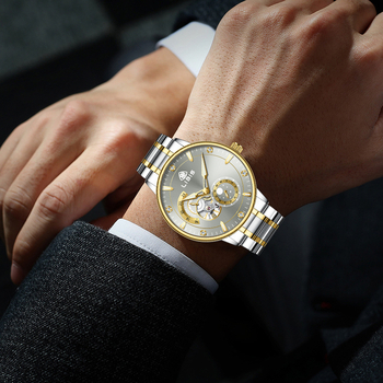 Libis muški pilotski mehanički sat, pokret 9029G, narukvica od finog čelika, leptir dvostruki zatvarač, analogni prikaz