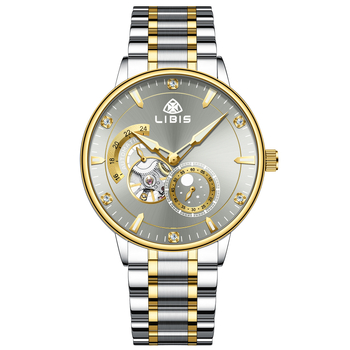 Libis muški pilotski mehanički sat, pokret 9029G, narukvica od finog čelika, leptir dvostruki zatvarač, analogni prikaz