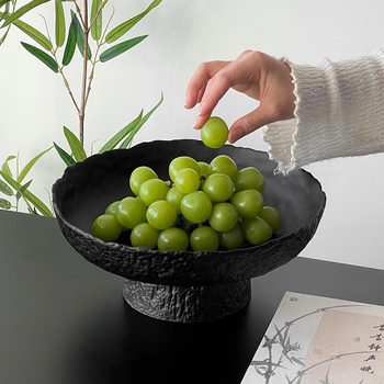 Stakleni tanjur za voće na visokoj nozi sa teksturom kaljenog – Brend Lucheng xiye