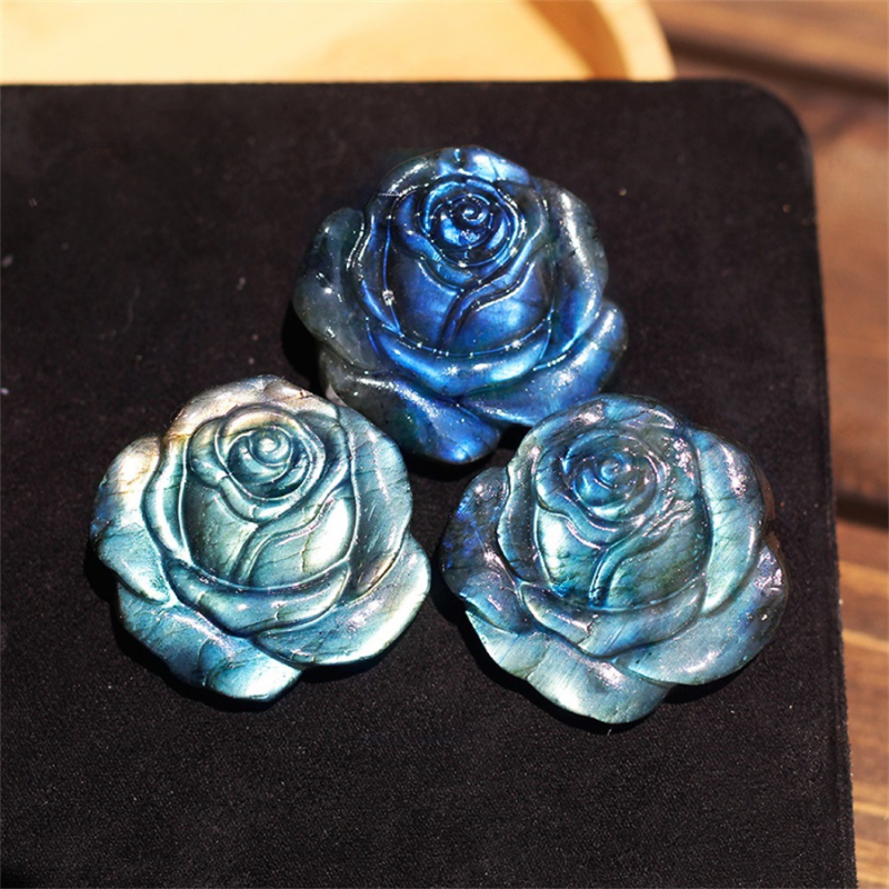 Labradorit rózsa gravírozott darabok DIY ékszerekhez, egyéb gravírozott dísztárgyak