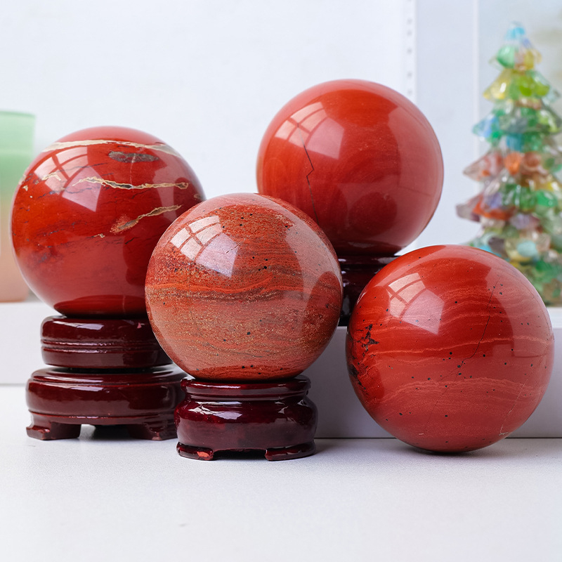Prirodna crvena jasper kristalna kugla, polirana sfera za dom i ured, Feng Shui dekoracija.