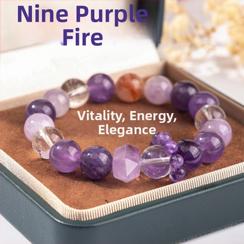 Brățară unisex din cristal de ametist, lucrată manual, mărgele romb, stil coreean