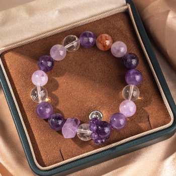 Brățară unisex din cristal de ametist, lucrată manual, mărgele romb, stil coreean