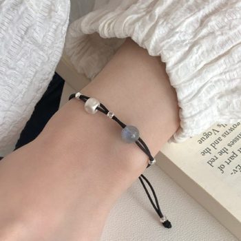 925-ös ezüst karkötő holdkővel, kézzel készített, romb geometriájú dizájn, női divat ékszer