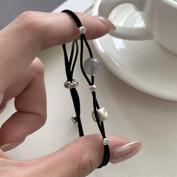 925-ös ezüst karkötő holdkővel, kézzel készített, romb geometriájú dizájn, női divat ékszer