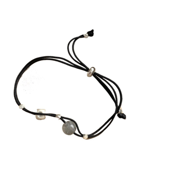 925-ös ezüst karkötő holdkővel, kézzel készített, romb geometriájú dizájn, női divat ékszer