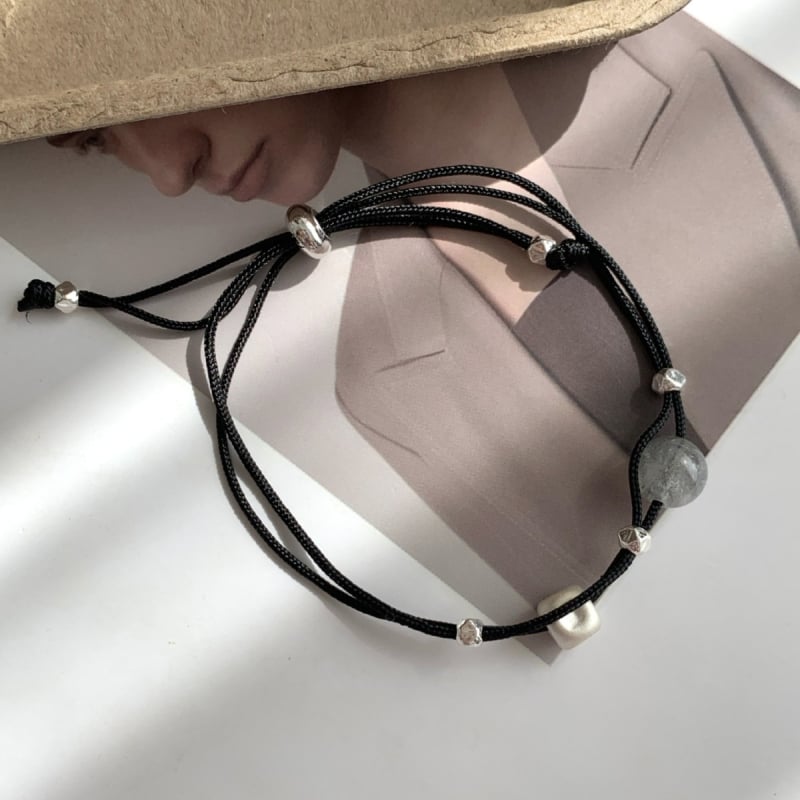 925-ös ezüst karkötő holdkővel, kézzel készített, romb geometriájú dizájn, női divat ékszer